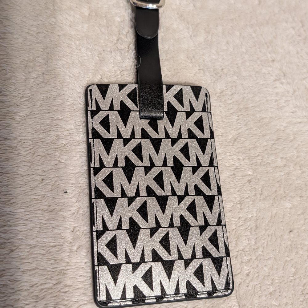 Michael Kors Black & Silver 'MK' Logo Luggage Tag